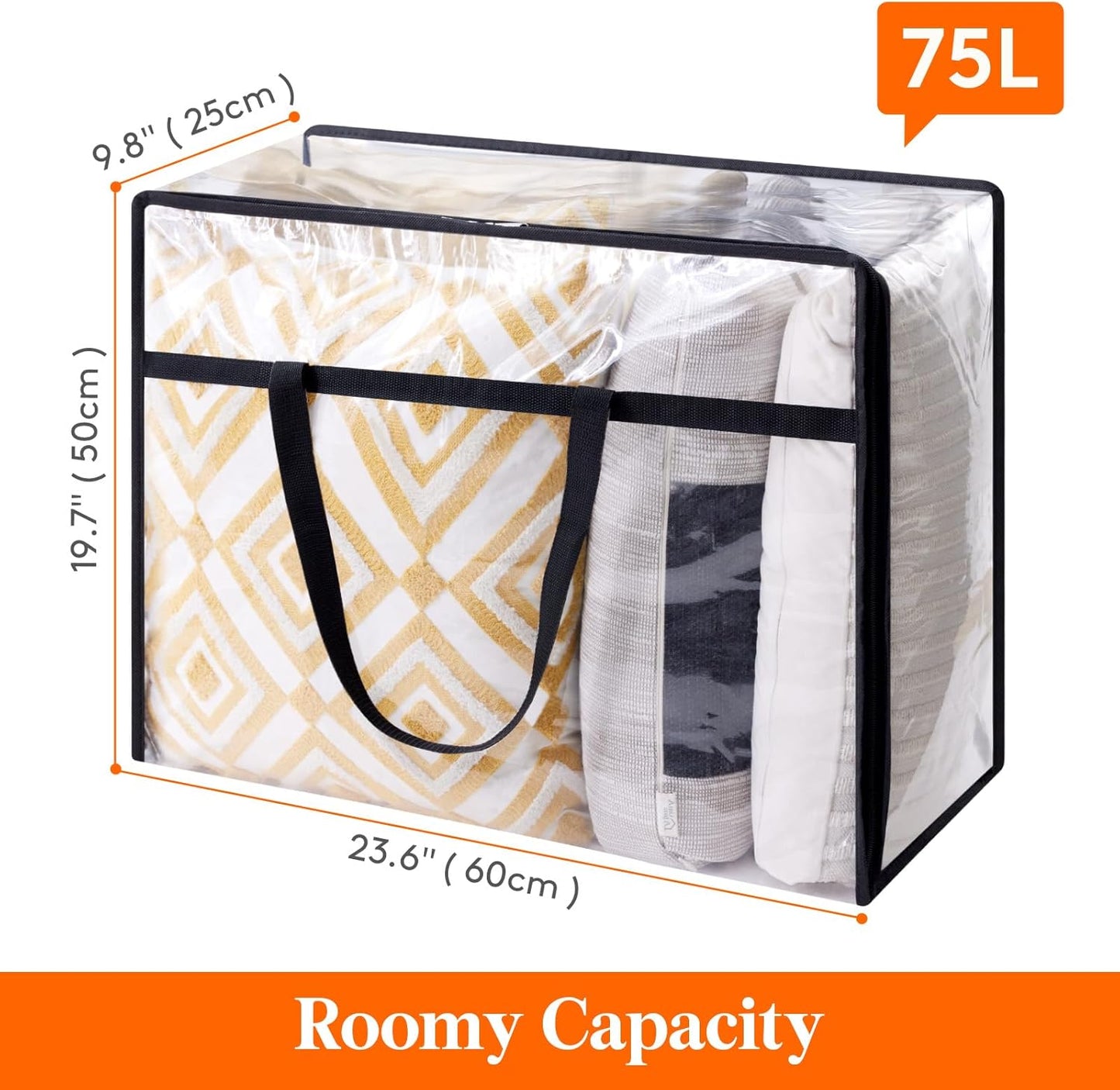 Lifewit 8 Pack Clear Clothes Storage Bags, 75L Large Plastic Blanket Storage, Vinyl Foldable Moving Bags with Zipper, Closet Organizers Containers for Comforter, Bedding, Duvet, Pillow