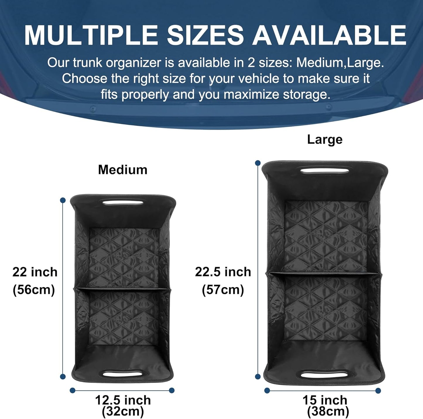Deosk Car Trunk Organizer and Storage with 6 Big Pockets, Waterproof Polyester Trunk Organizer for SUV, Minivan, Truck (Large, Black)