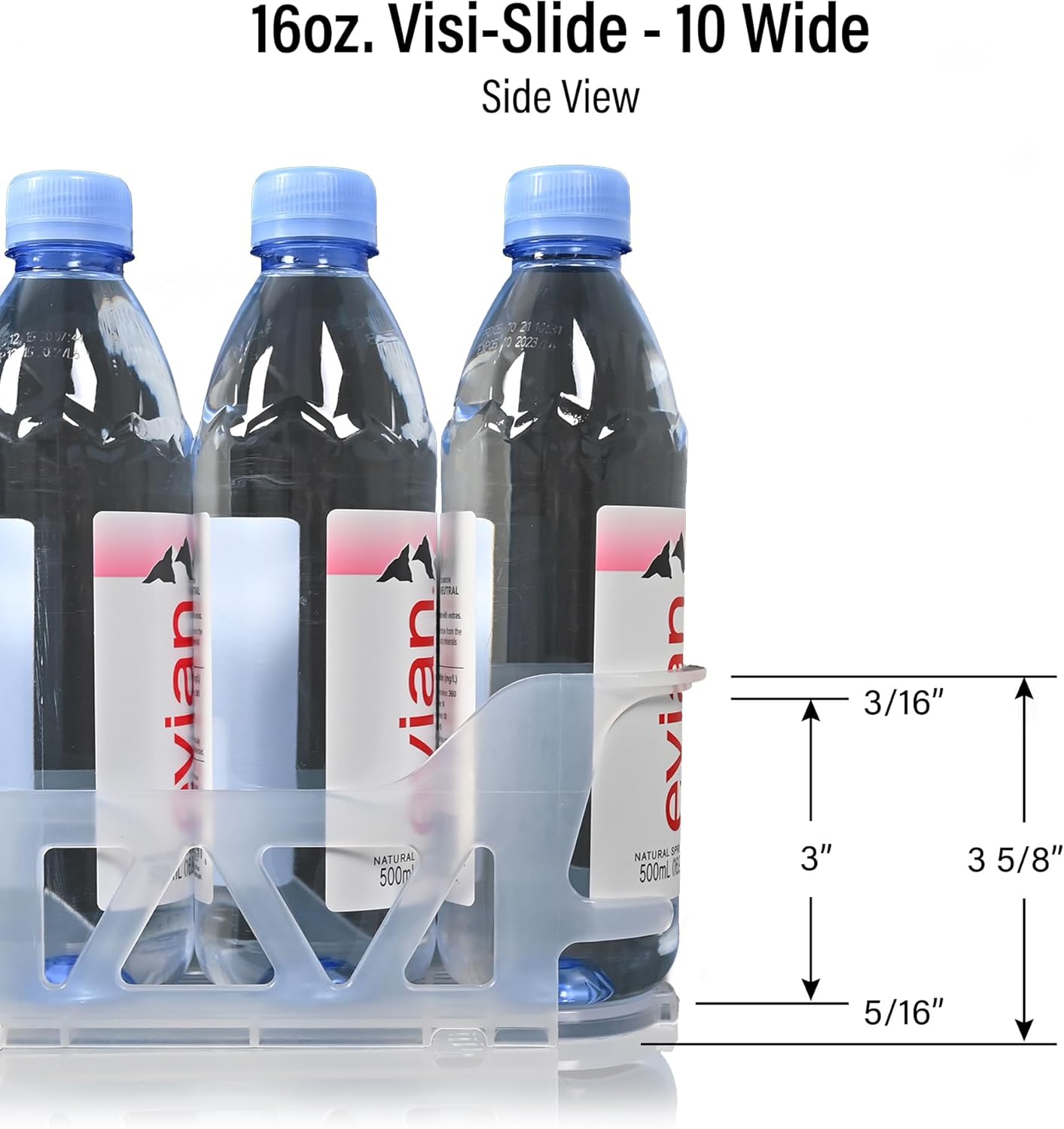 Display Technologies Visi-Slide Gravity Fed Organizer for 12/16oz high ring Beverages on flat and angled shelves in Cold Vaults & Coolers (Pack of 6)