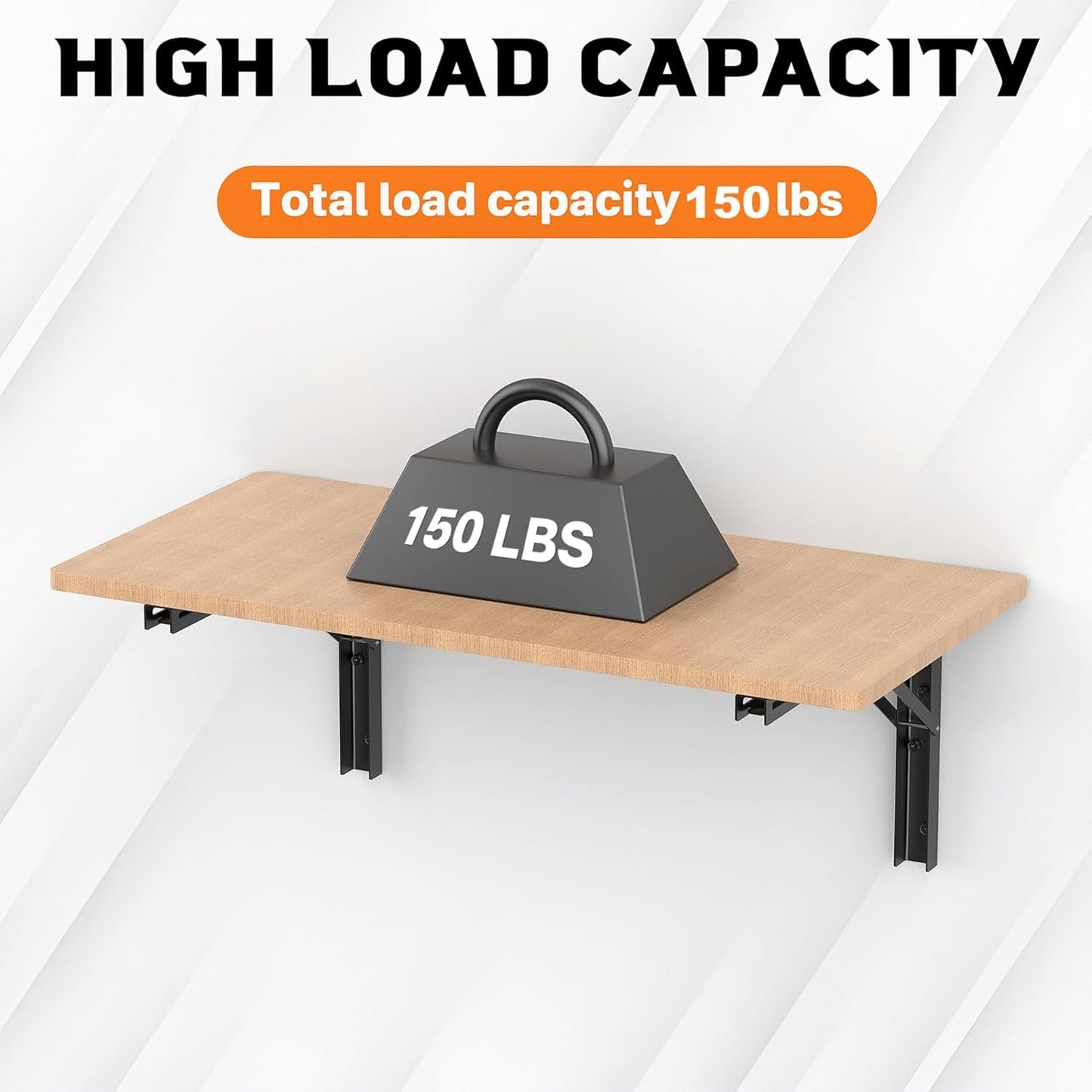 TORACK 16 inch Folding Wall Shelf Brackets, Space-Saving Collapsible Shelf Brackets for Garage, Kitchen, Laundry, Wall-Mounted Support Hinges for Workbench/Table