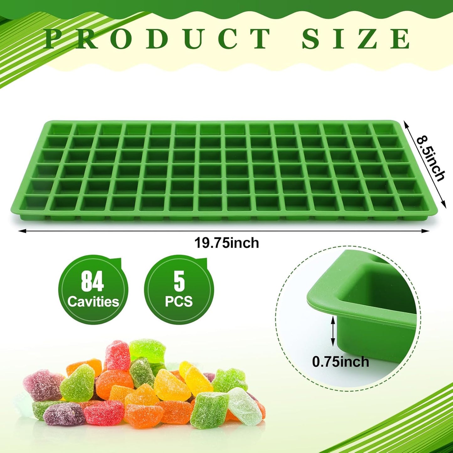 5 Pcs Silicone Food Molds for Harvest Right Freeze Dryer Harvest Right Medium Square Trays Dividers Food Mold for Fruit Vegetable Cake Freeze Drying Accessories (Large)