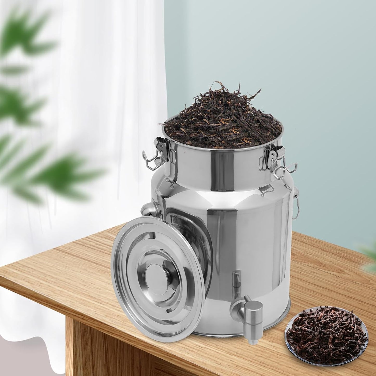 Beverage Dispenser & Stainless Steel Milk Can, 10L/2.64Gal 304 Stainless Steel Drink Dispenser with Spigot and Locking Lid, Multi-Purpose Portable Container for Milk Wine Oil Juice and Party Serving