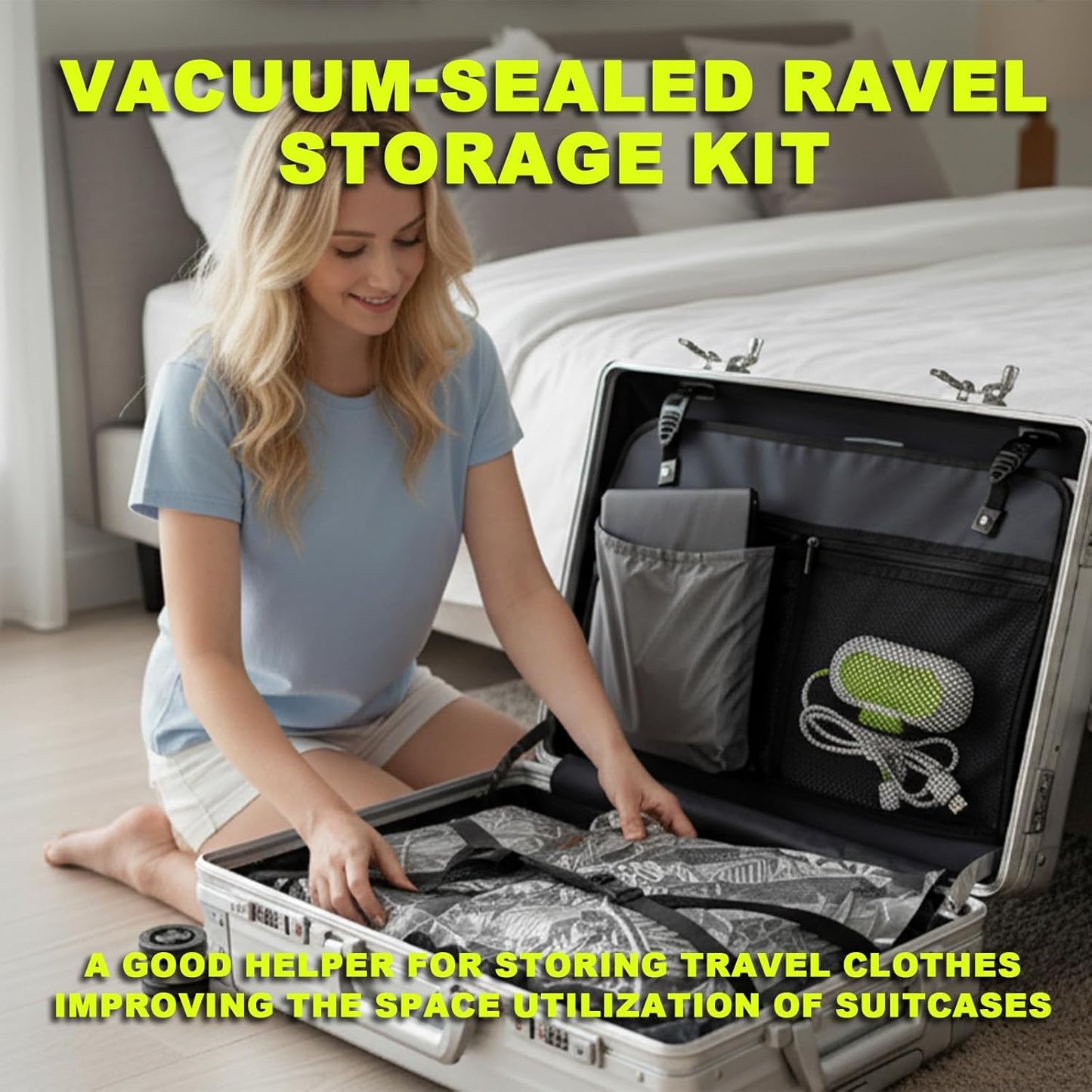 Vacuum Storage Bags for Travel with Portable Electric Pump, 16 Packs Vacuum Seal Bags for Clothing with High Pressure Pump, Compression Packing Space Saver, Portable Travel Bags for Luggage