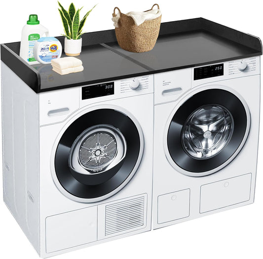 Royxen Washer Dryer Countertop, 27.4" x 54" Wood Universal Fit, Washer Dryer Topper, Laundry Room Organization, Laundry Countertop for Laundry Organization, Black