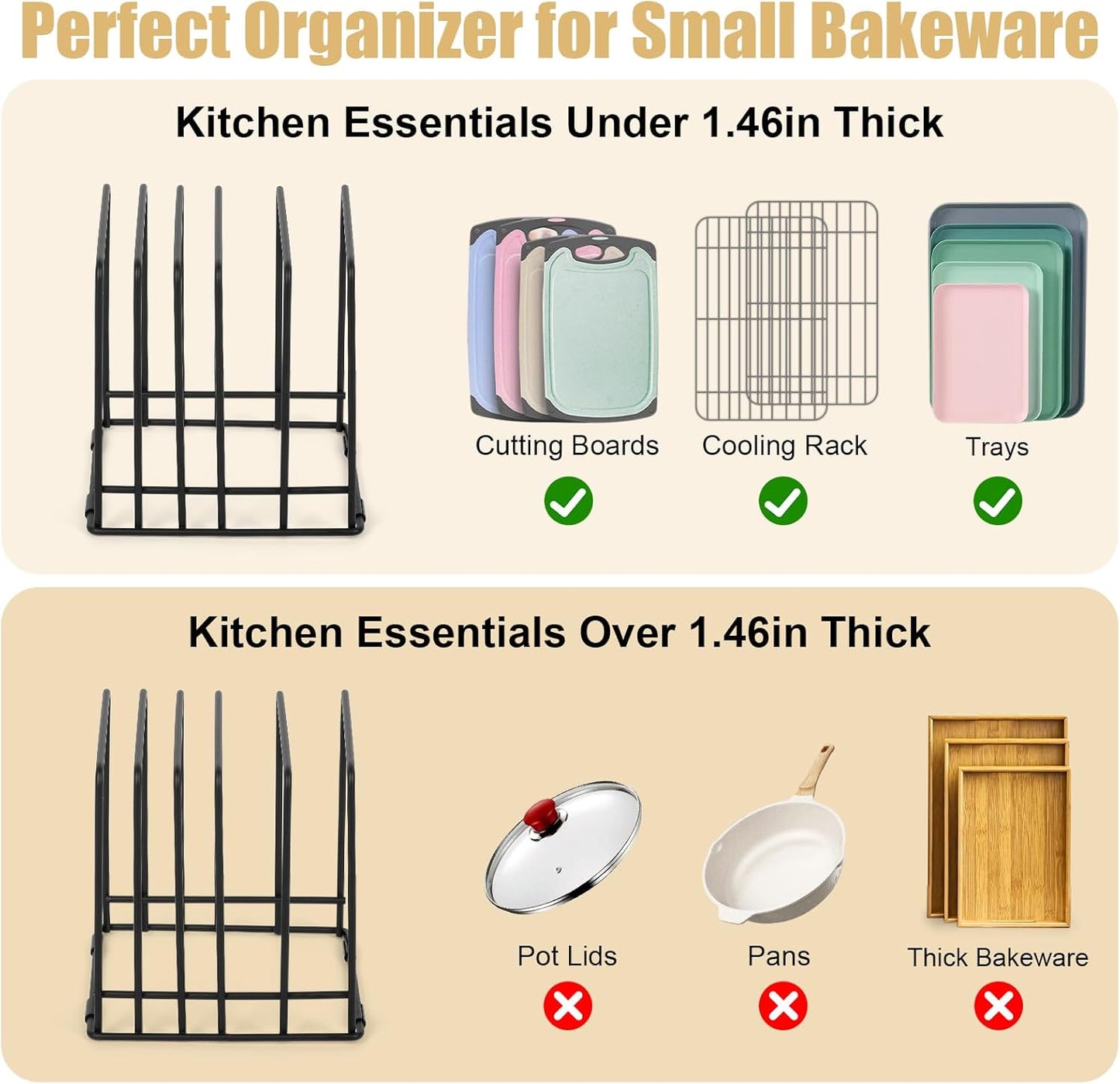 Kitchen Cabinet Cutting Board Organizer, Cookie Sheet Storage Rack,Cabinet Dividers Holder with 5 Slots for Baking Pan Tray Organizer (2 PCS)