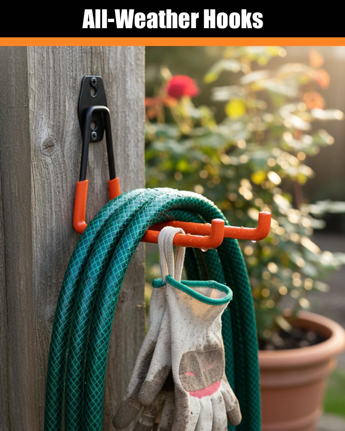 WMK 7.3'' Garage Hooks Heavy Duty Wall Hook, 6 Pack Garage Storage Hook, Wall Mount Utility Garage Hooks for Hanging Tools Bike Ladder (Orange)