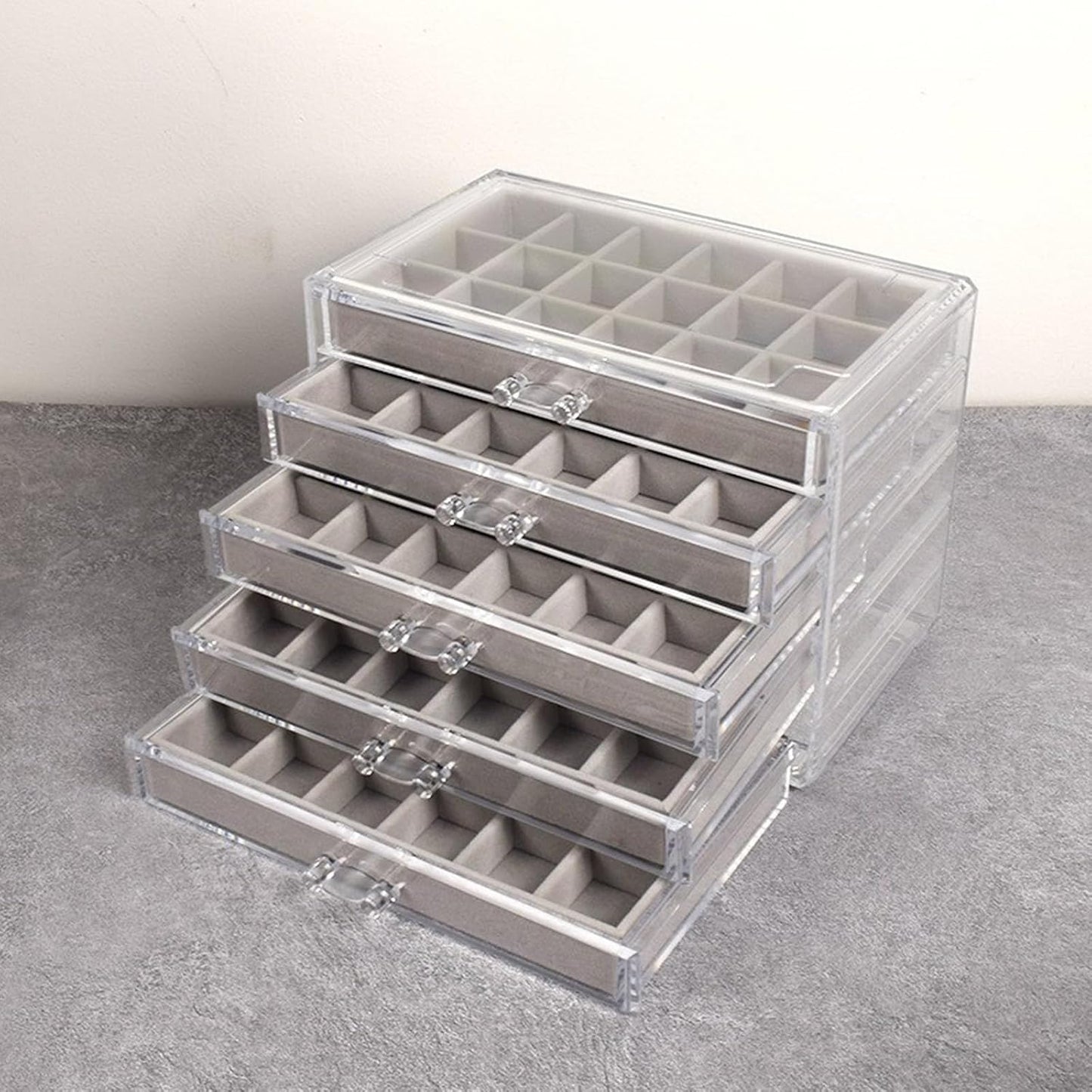 Space Saving Acrylic Cosmetic Storage Drawers Multi Drawers Acrylic Organizer Modern Jewelry Organizer for Organizing Cosmetics and Jewelry