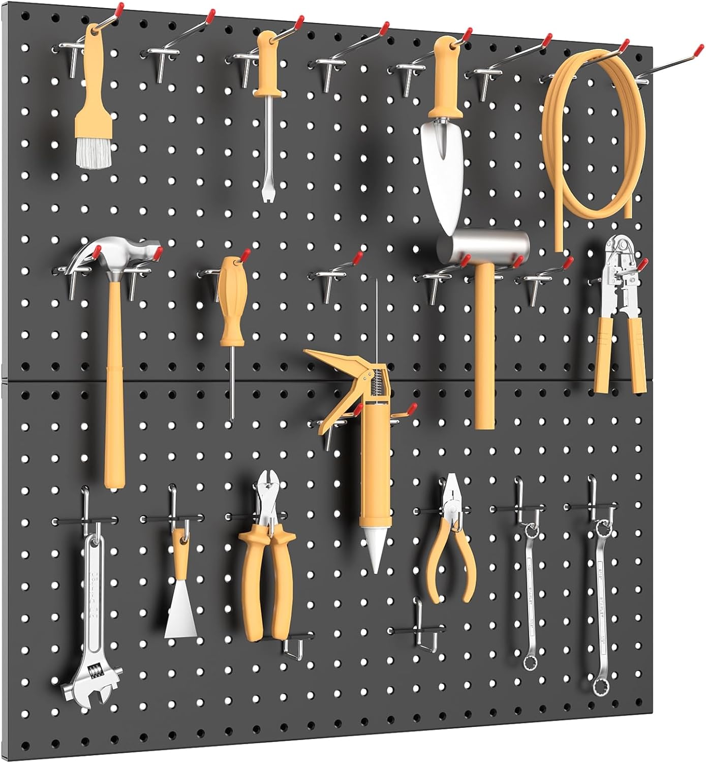 WALMANN Metal Pegboard Panels for Wall Garage Tools Storage Pegboard for Garage, Workbench, Modular Peg Board Tool Organizer Board(Pack of 2, Black)