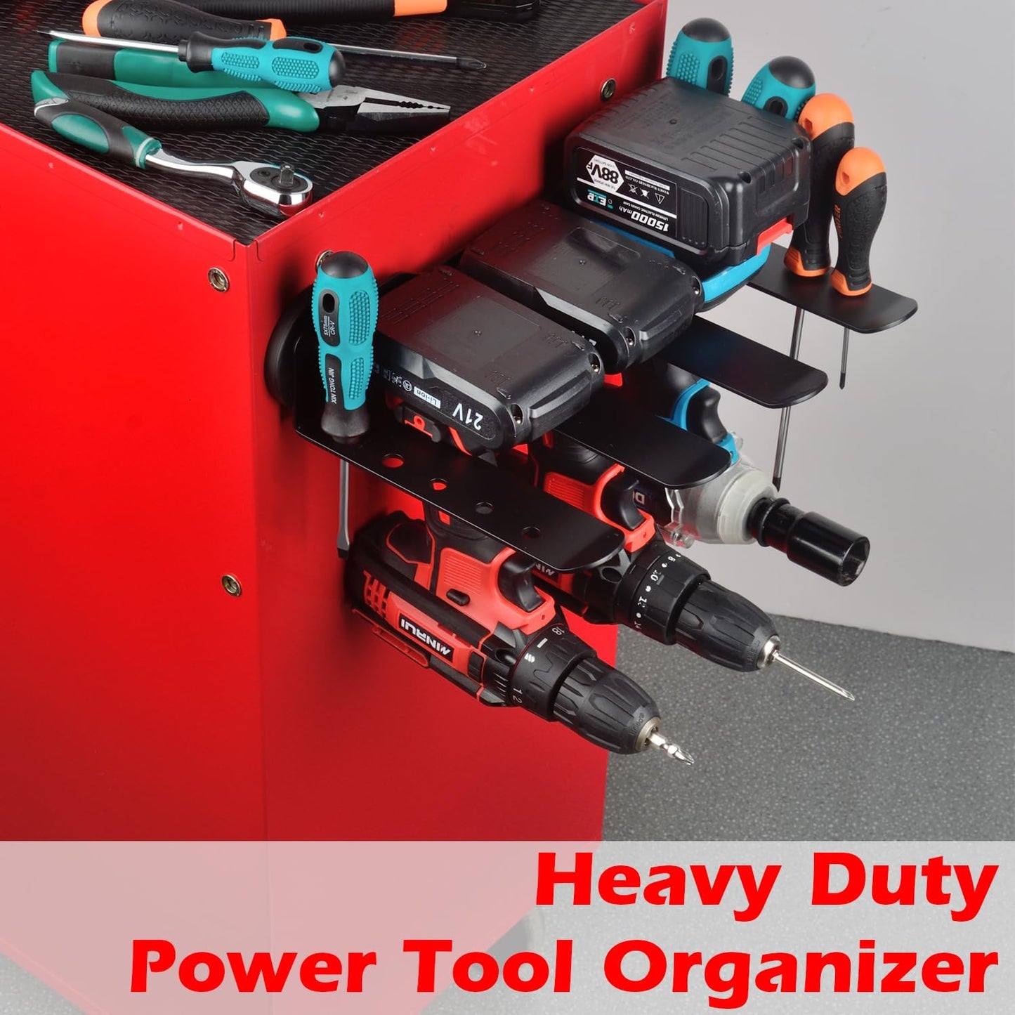 MUTUACTOR Power Tool Organizers and Storage Drill Tools Holder Magnetic Mount,1PCS Heavy Duty Magnetic Tool Holder,Utility Storage Rack for Garage,Warehouse,Clearance,Hand Tools,Workshop,Shed