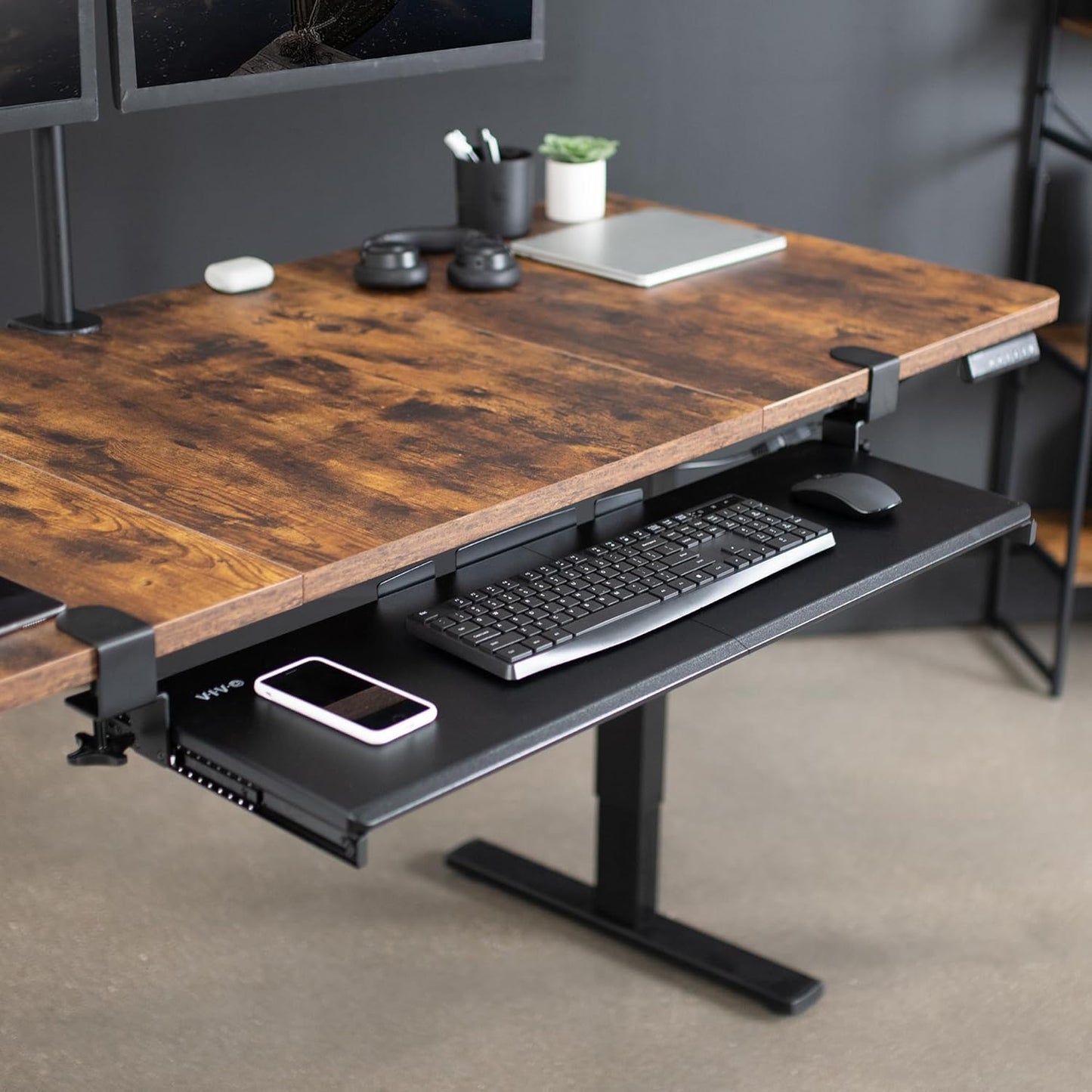 VIVO Extra Long Clamp-on Computer Keyboard and Mouse Under Desk Slider Tray, 34 x 11 inch Pull Out Platform Drawer, Black, MOUNT-KB15EB