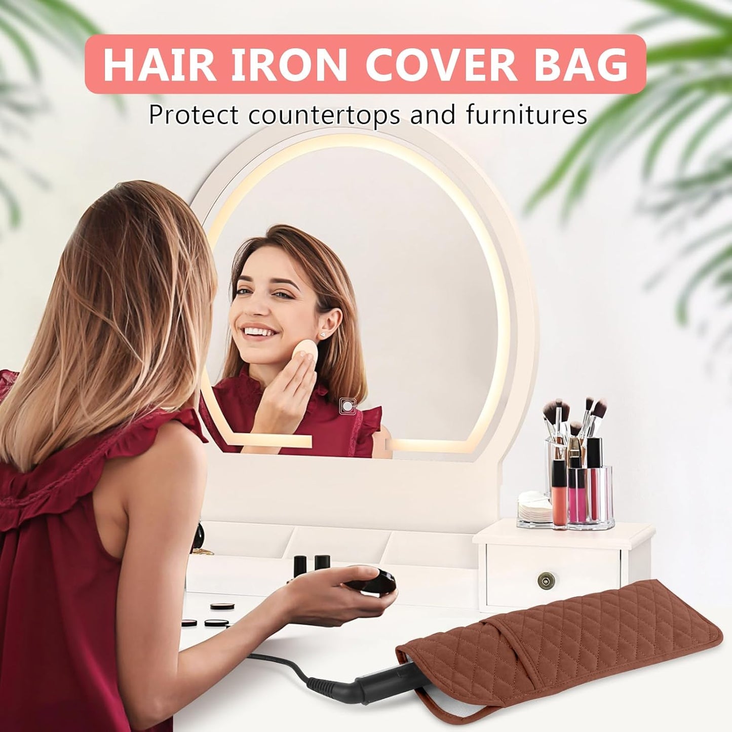 Heat Resistant Hair Tools Organizer Bag Portable Travel Storage Cover Pouch for Hair Straighteners, Curling Irons, Flat Irons and Hot Styling Tools(13.8" x 5.5")