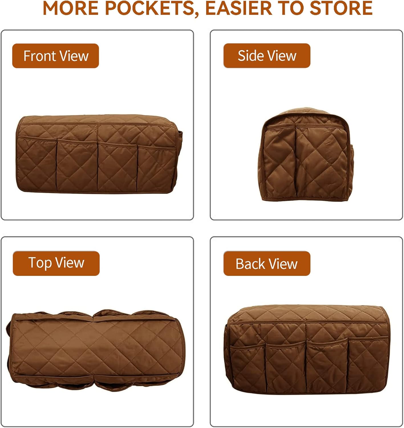 MEHIDFY Armchair Caddy, Waterproof Sofa Armrest Organizer, Non Slip Recliner Organizer, Remote Holder for Recline, Recliner Caddy with 14 Pockets Storage for TV Remote, Phone, Magazine (Brown)