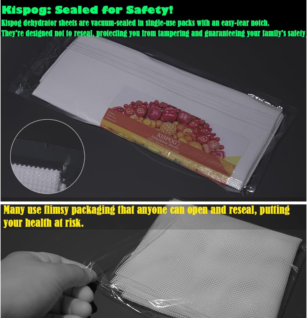 Mesh Silicone Dehydrator Sheets, 10x10 in 10 Pcs/Sets for Food Dehydrator & Freeze Dryer (10x10 INCH Mesh Silicone Dehtdrator Sheet)