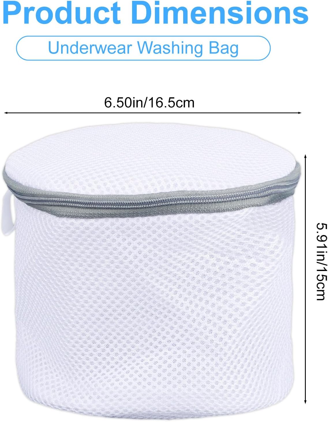 2pcs Underwear Bra Mesh Laundry Bag, 6.50x5.91in/16.5x15cm Durable Reusable Delicate Undergarment Laundry Net with Reinforced Washing Machine Mesh for College Dorm Travel Family Apartment