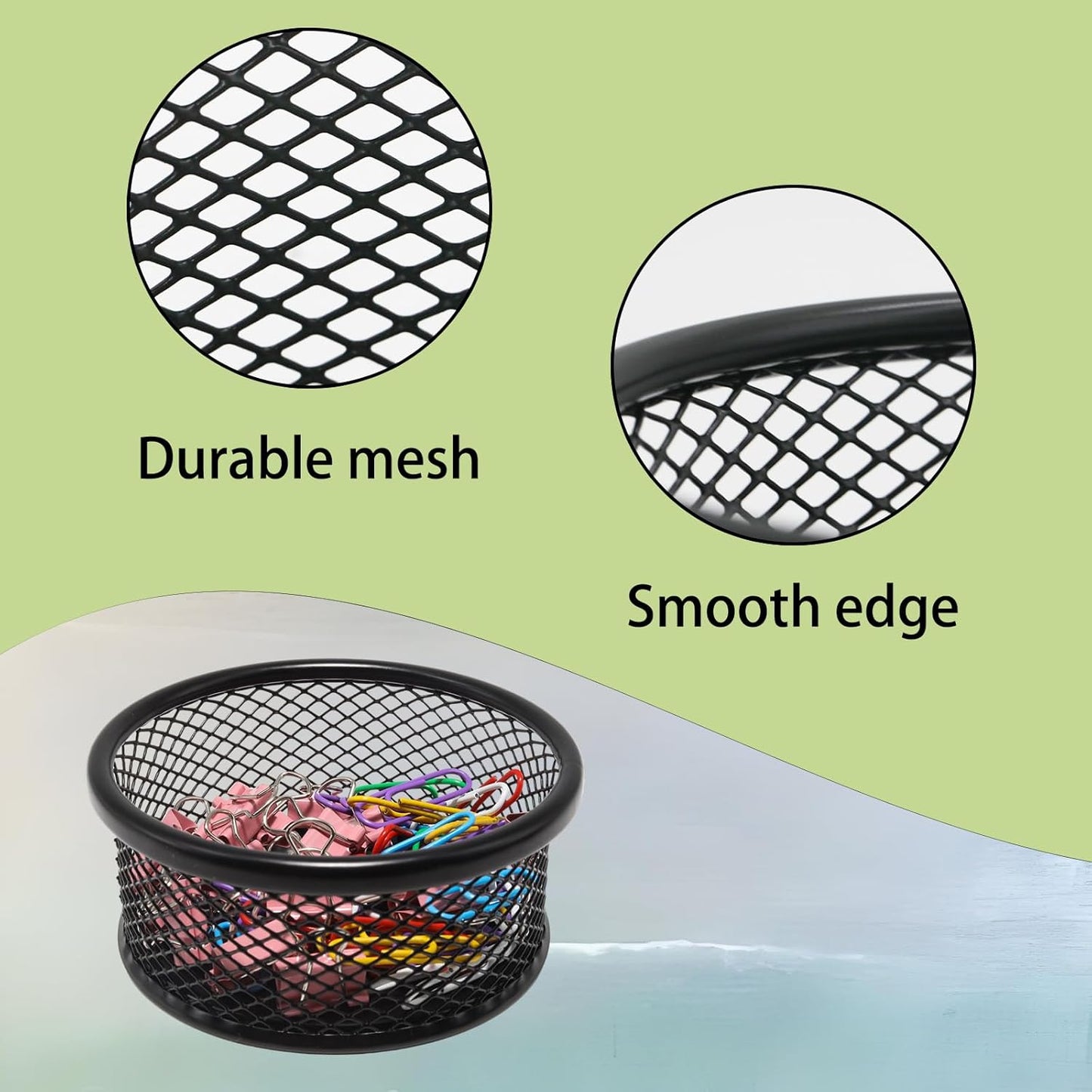 4 Pack Mesh Paper Clip Holder, Paperclip Holder for Desk, Paper Clip Dispenser Organizer