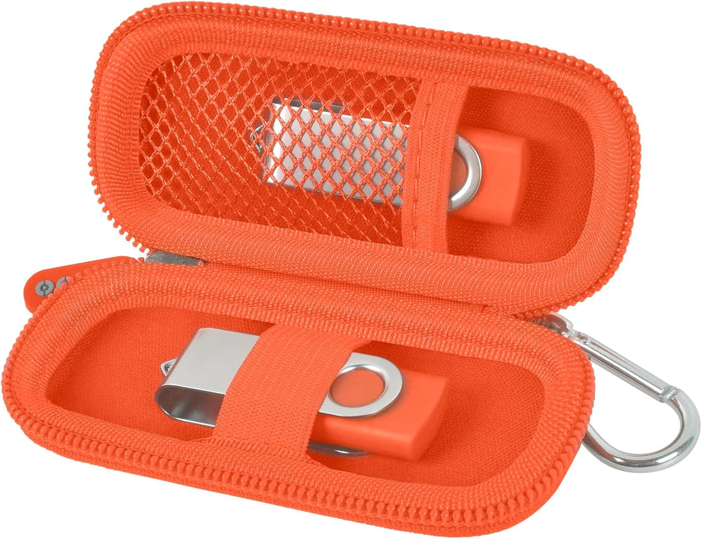 USB Flash Drive Case, SD Card Holder Compatible with Thumb Drive, Memory Cards, SDXC SDHC Storage Bag, Electronic Accessories Organizer for SanDisk for Samsung for Inland (Orange)
