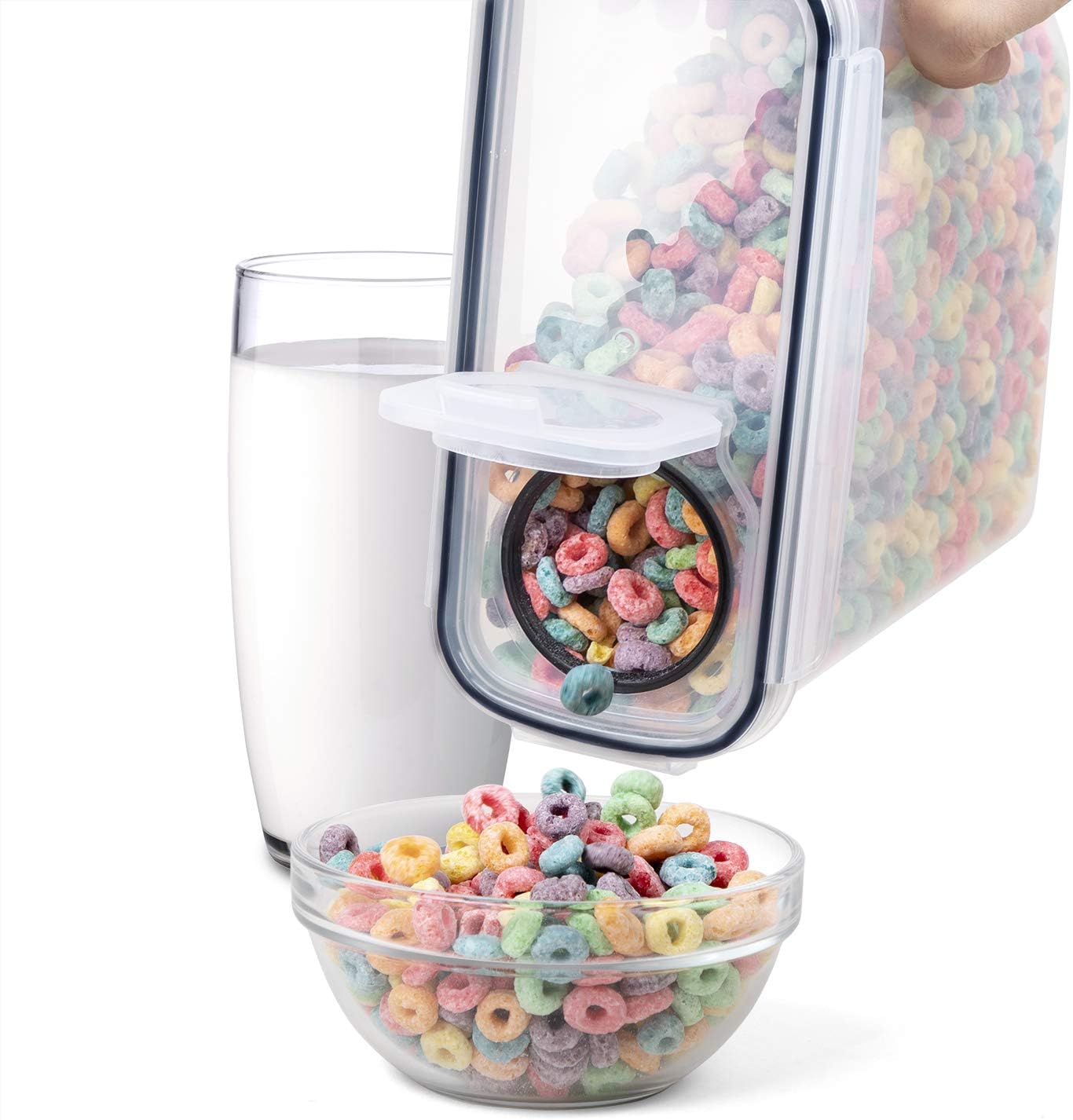Cereal Containers Storage Set - 3 Piece Airtight Large Dry Cereal Container (135.2oz), BPA Free Dispenser Plastic Cereal Storage Containers with 16 Labels & Pen