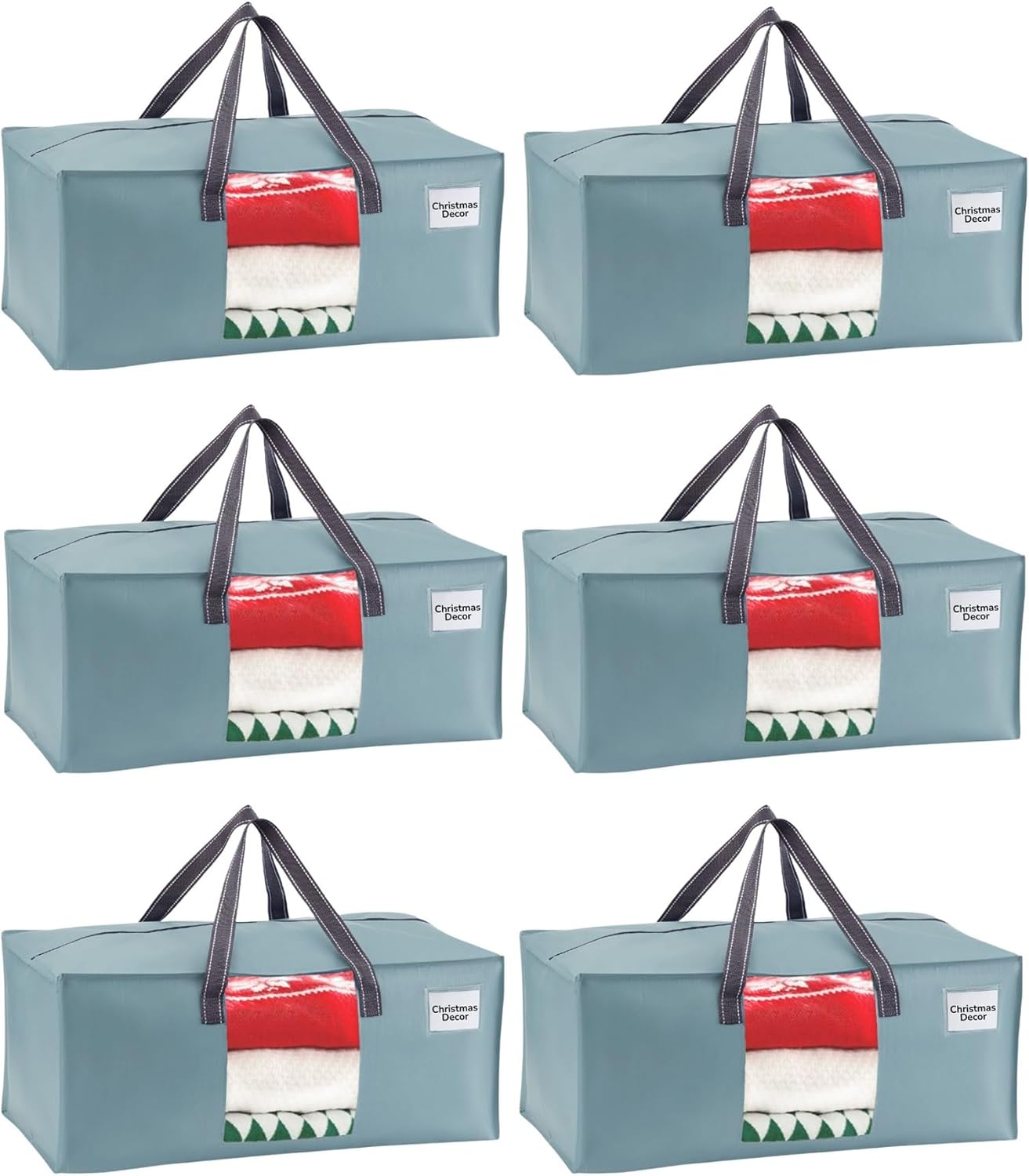 VENO 6 Pack Moving Bags for College, Heavy-Duty Storage Totes, Moving Boxes and Wardrobe Packing Supplies Alternative - Extra Large Durable Laundry Bags for Clothes (Light Blue Matte, 6 Pack)