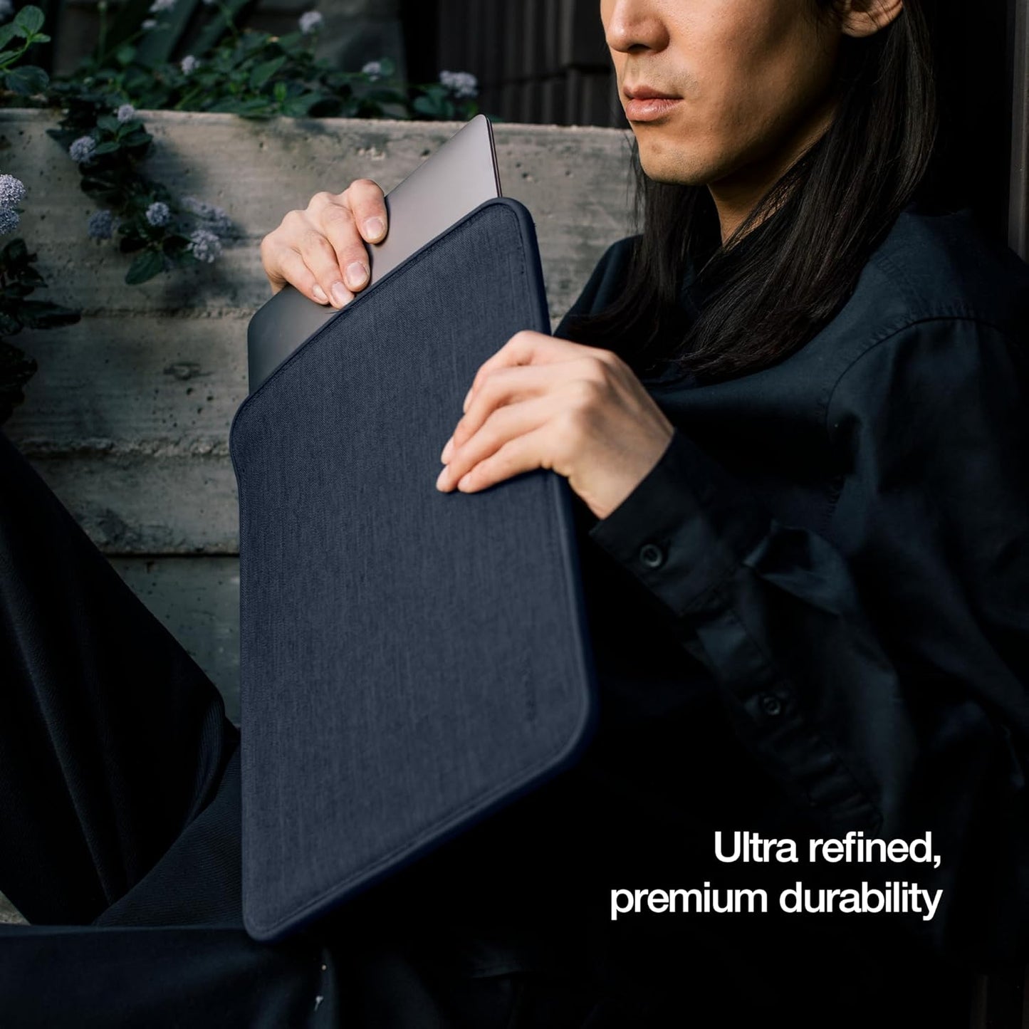 Incase ICON Sleeve with Woolenex - MacBook Air 13 inch Case - 2025, 2024, 2023, 2022, M4, M3, M2 - Fitted MacBook Case, Laptop Sleeve, Hard Cover, Durable, Lightweight - Heather Navy