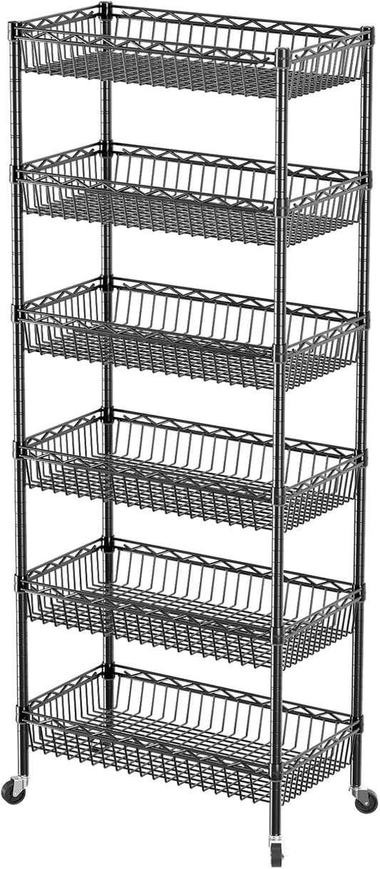 SINGAYE Shelf Closet Wire Shelving：Adjustable Metal Unit for Laundry Room Organization Bathroom Kitchen Home Storage with Wheels Pantry Rack Shelves