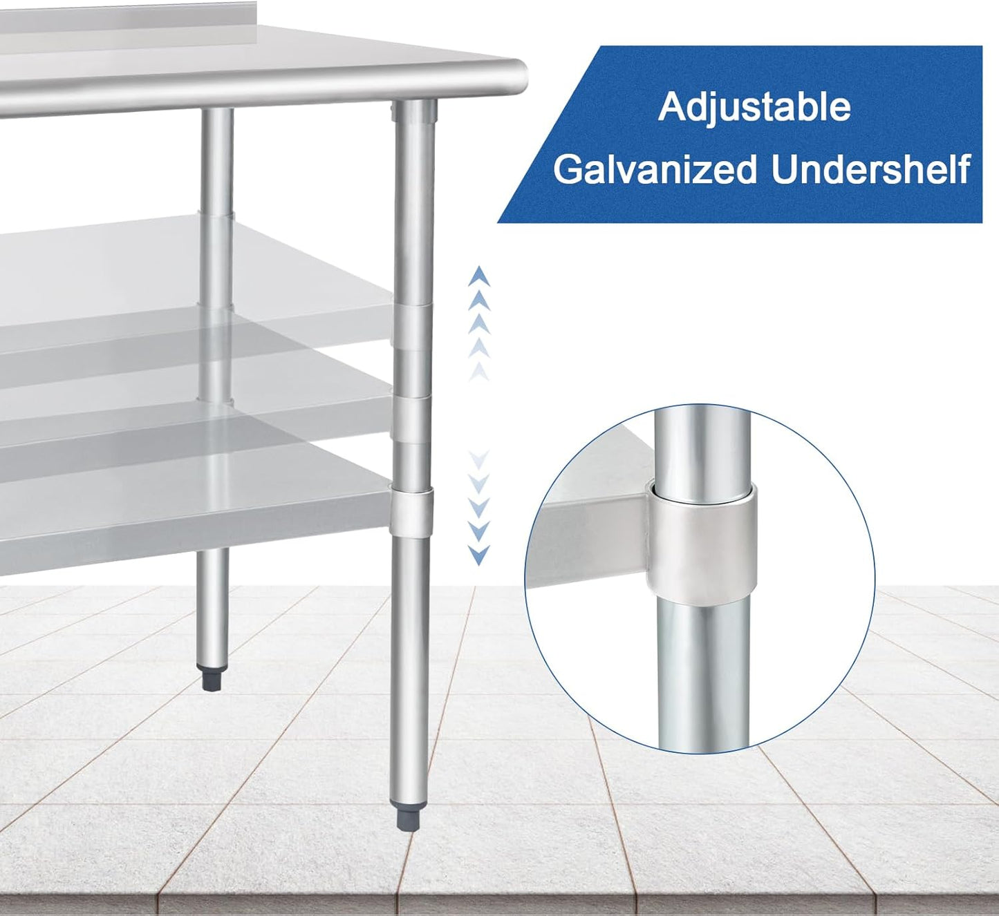HARDURA Stainless Steel Table Prep & Work Table 24 x 72 Inches NSF Heavy Duty Commercial with Undershelf and Backsplash for Restaurant Kitchen Home and Hotel