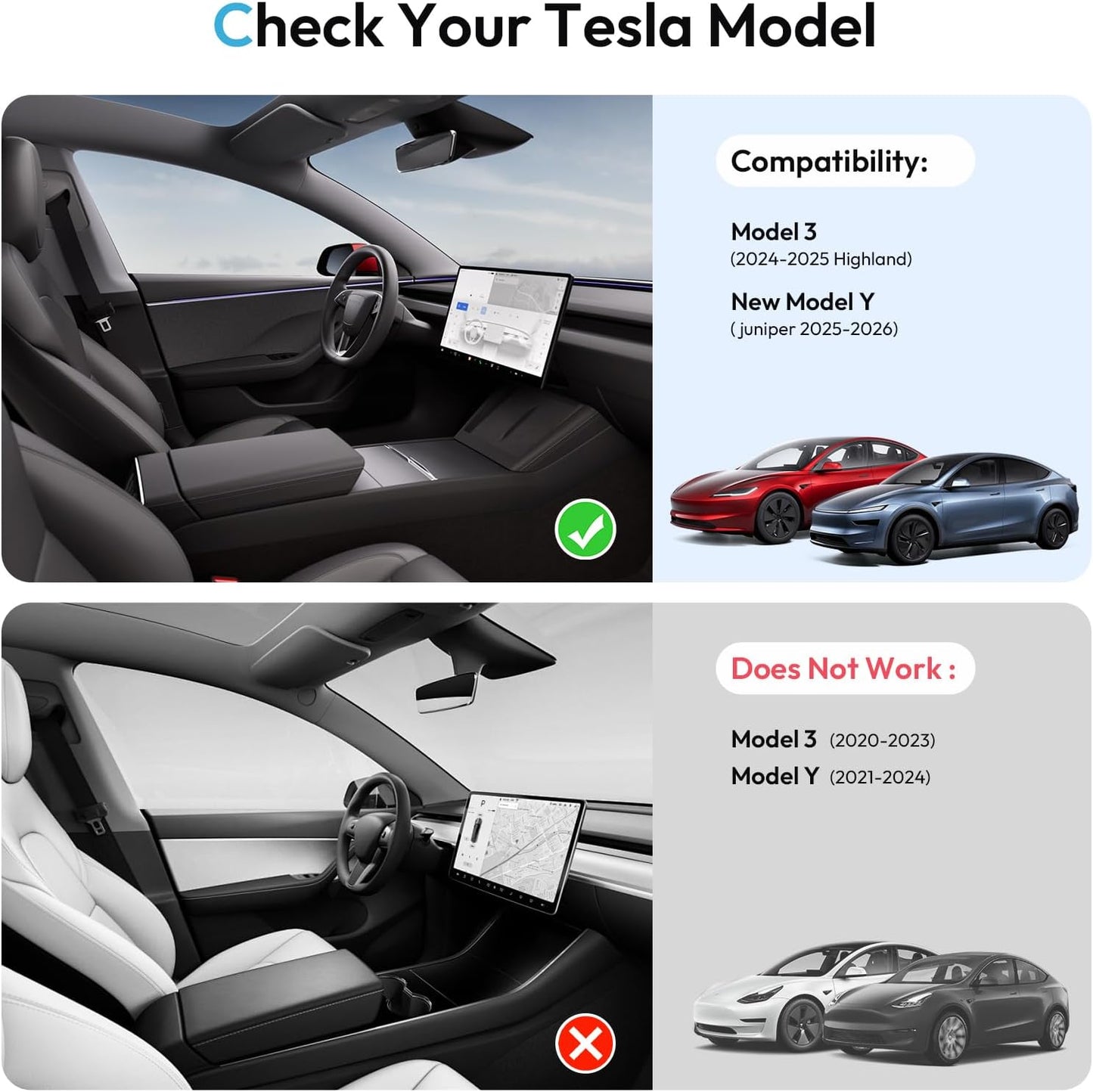Center Console Organizer Tray for Tesla Model 3 Accessories 2024 2025, Cup Holder, Hidden Storage Box & Armrest Drawer Organizer for Tesla Model 3 Highland