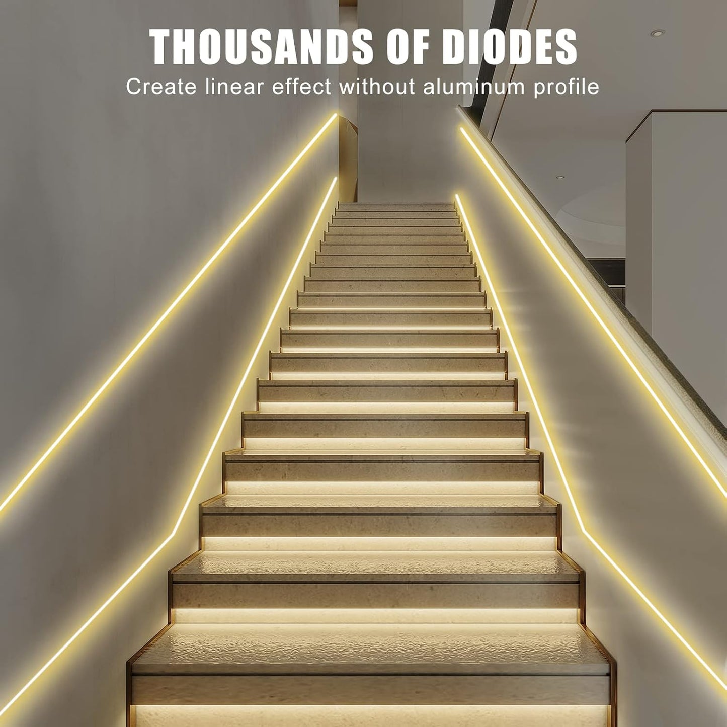 White COB Led Strip Lights Max with RF Remote, 16.4ft 3000K Dimmable Ultra Bright Warm White COB Light Strip, Adhesive Indoor COB Led Lights for Living Room, Shelf, Cabinet