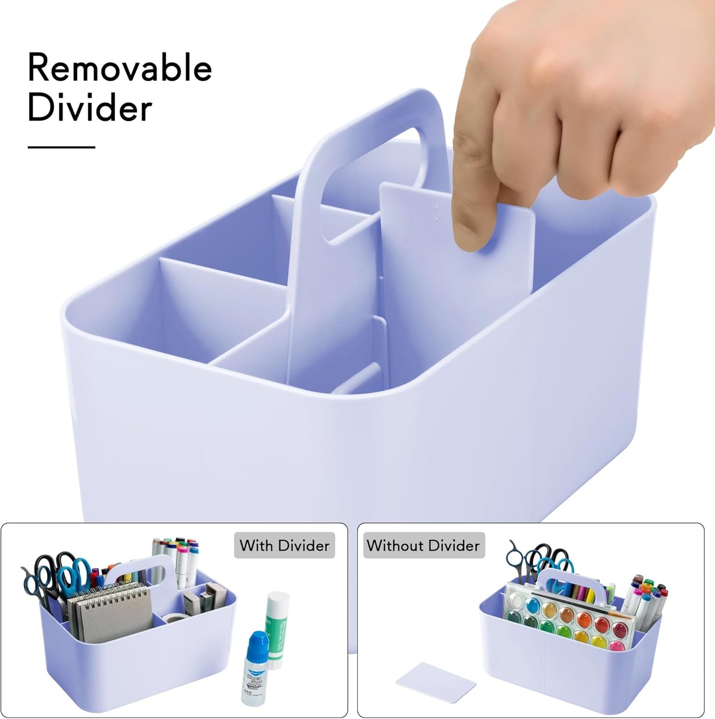 Tiawudi Multipurpose Caddy Organizer, Plastic Caddy with Handle, Stackable Desk Organizer for Stationery, Marker and Pencil, Office Supplies Organizer, Dorm Caddy