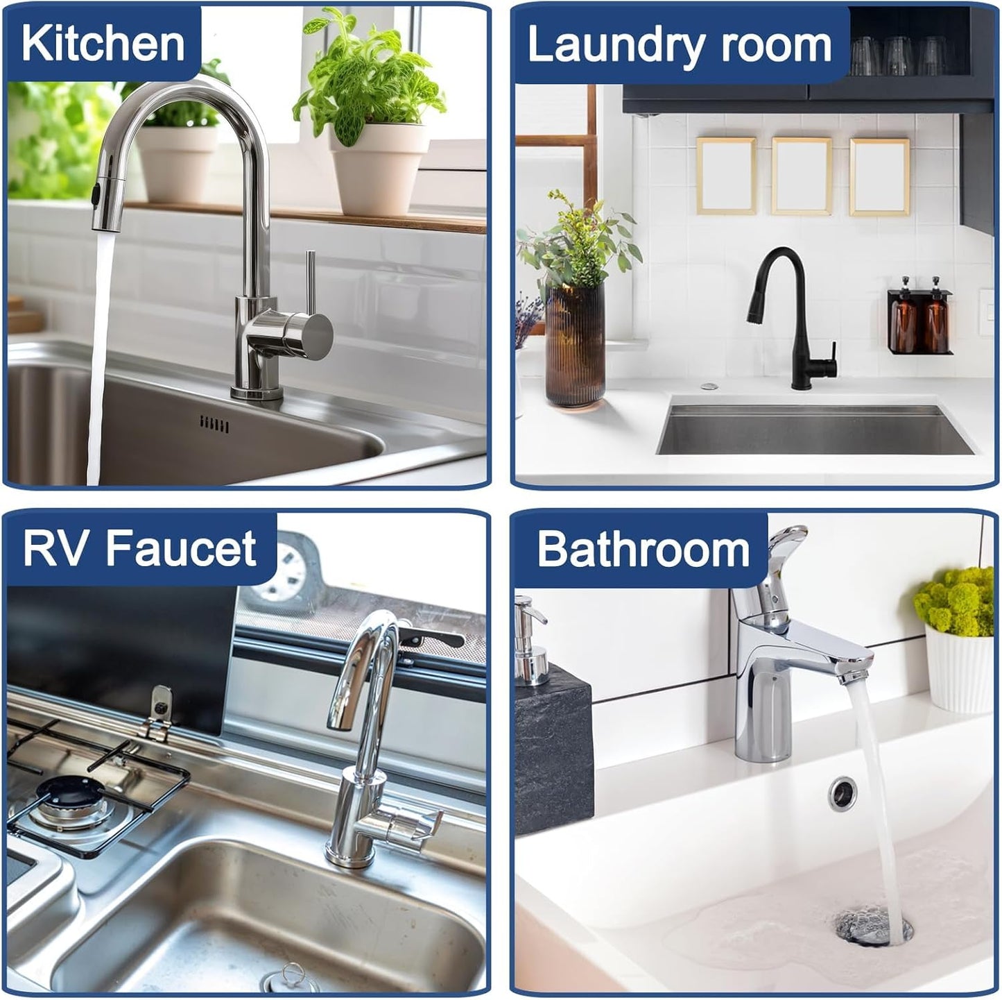 Meiliweser Silicone Faucet Mat for Kitchen Sink – Gen 3 10° Slope Splash Guard with Cuttable Hole – 14” x 5.5” Drip Catcher & Sponge Holder for Kitchen, Bathroom (White)