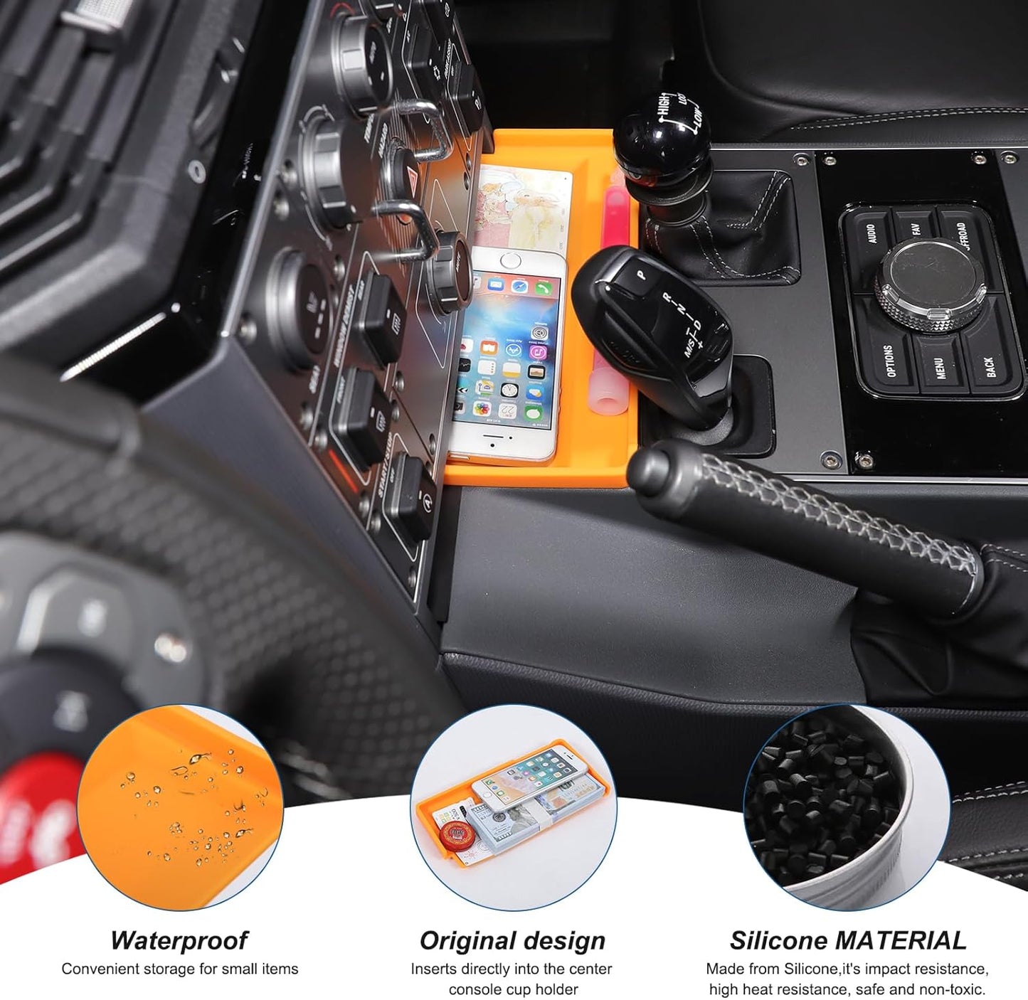 Gear Shift Center Console Front Tray Organizer Compatible with INEOS Grenadier 2020-2024, Center Console Organizer Insert Tray Accessories (Orange)