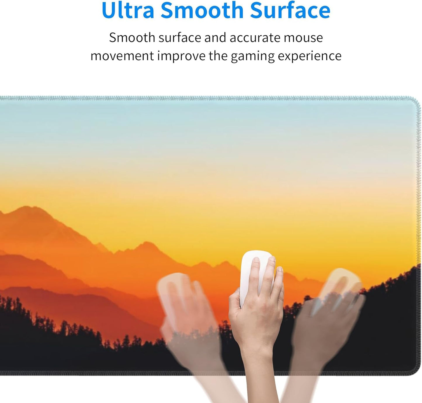 Sunset Mountain View Large Mouse Pad, Gaming Desk Mat, XL Keyboard Desk Pad Mat for Desktop, 31.5"x11.8" Non-Slip Base Big Mousepad with Stitched Edges