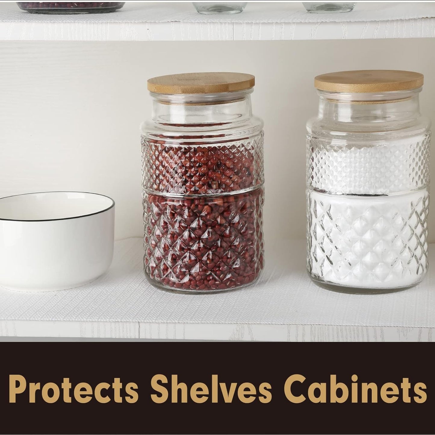Premium Drawer and Shelf Liner for Cabinet, Non Adhesive Liner for Kitchen, Strong Grip Non Slip Shelf Liners for Kitchen Cabinets, Storage, Drawers, Shelves, Kitchenware and Tableware, White