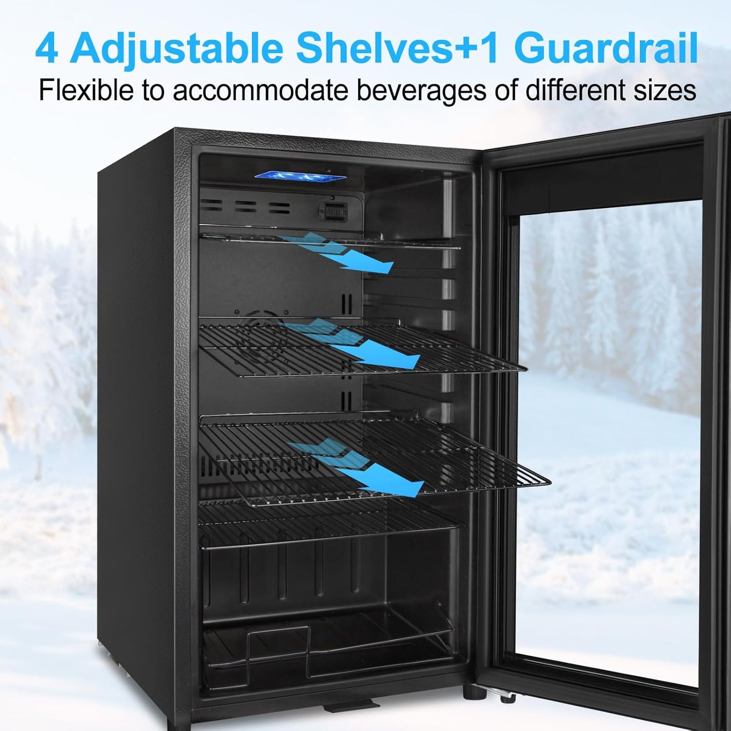 Beverage Refrigerator 126 Can, Mini Beverage Fridge Small Beverage Cooler with Glass Door Safety Lock, Drink Fridge for Beer Soda Wine, Perfect for Dorm Office Hotel