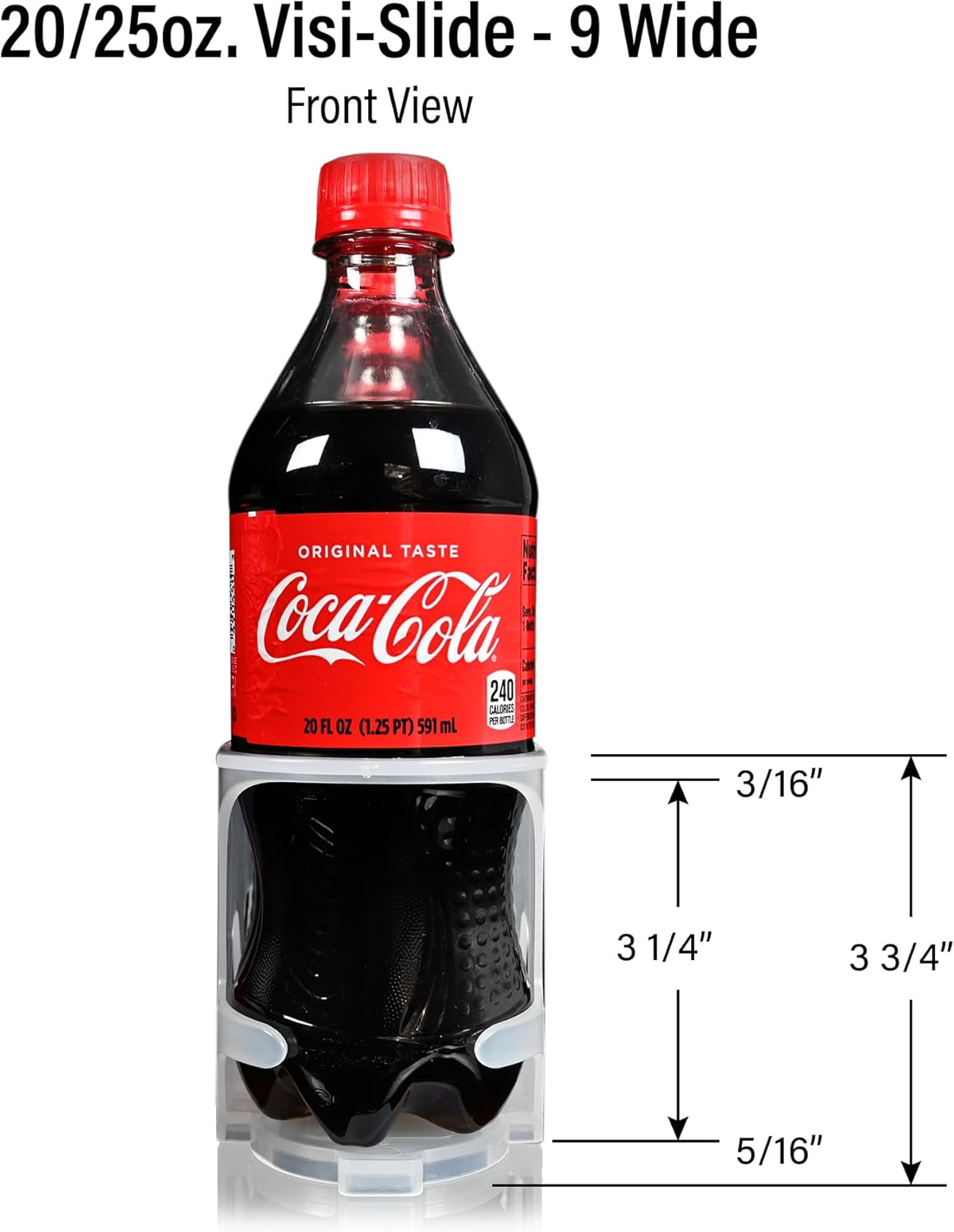 Visi-Slide 20oz Soda Beverage Dispenser - Gravity Fed Glide for Angled Shelves for Coolers, Commercial Refrigerators, Cold Vaults (Pack of 2) Drink Dispenser and Organizer for Cans, Bottles and More