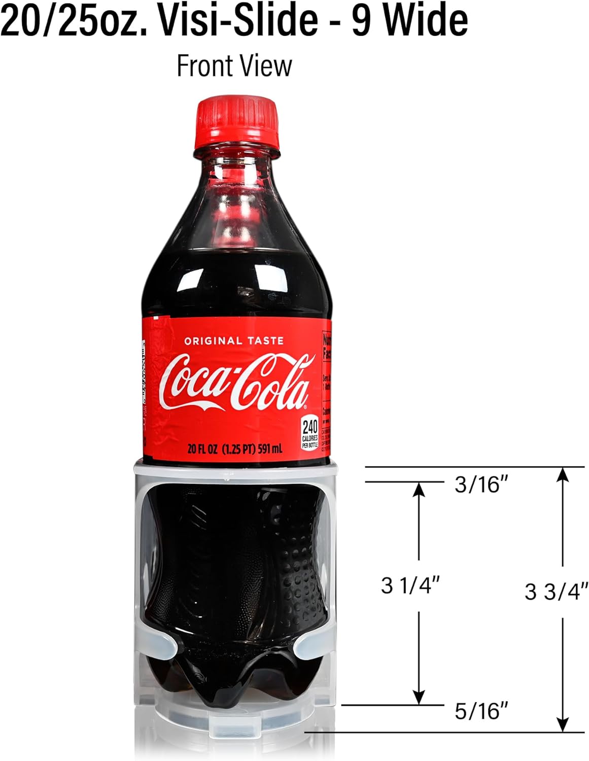 Visi-Slide 20oz Soda Beverage Dispenser - Gravity Fed Glide for Angled Shelves for Coolers, Commercial Refrigerators, Cold Vaults (Pack of 6) Drink Organizer for Cans, Bottles and More