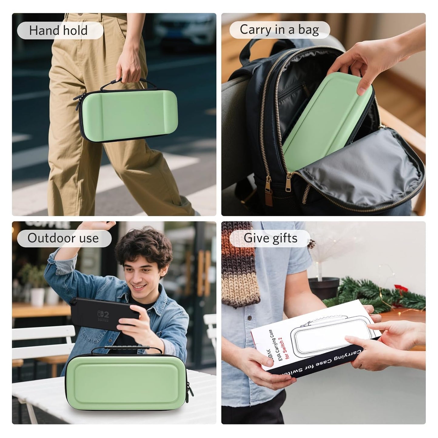 CoBak Large Capacity Carrying Case for Nintendo Switch 2 (2025) - 3 in 1 Accessories Bundle with 2 Screen Protectors, Thumb Grip Caps, 24 Game Cartridges, Hard Shell Portable Travel Pouch, Matcha