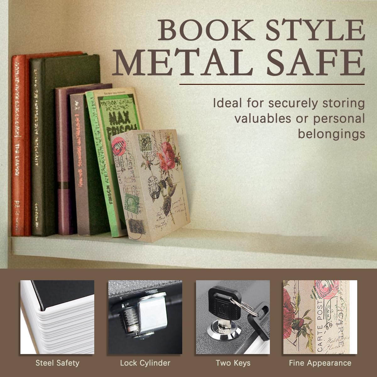 Book Safe with Keys,Fake Dictionary Book Safe Secret Book Shaped Storage Box Security Book Case Diversion Book Safe Book Hidden Container for Jewelry Document