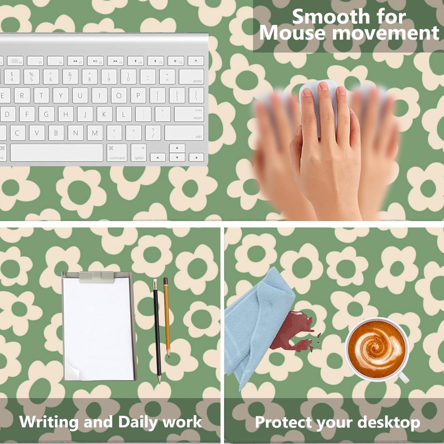 Gaming Mouse Mat Vintage Groovy Flowers Large Mouse Pad Extended Mouse Pad Desk Mat Non-Slip Rubber Base Mice Pad Desk Pad for Office Game Home 35.4x15.75 in