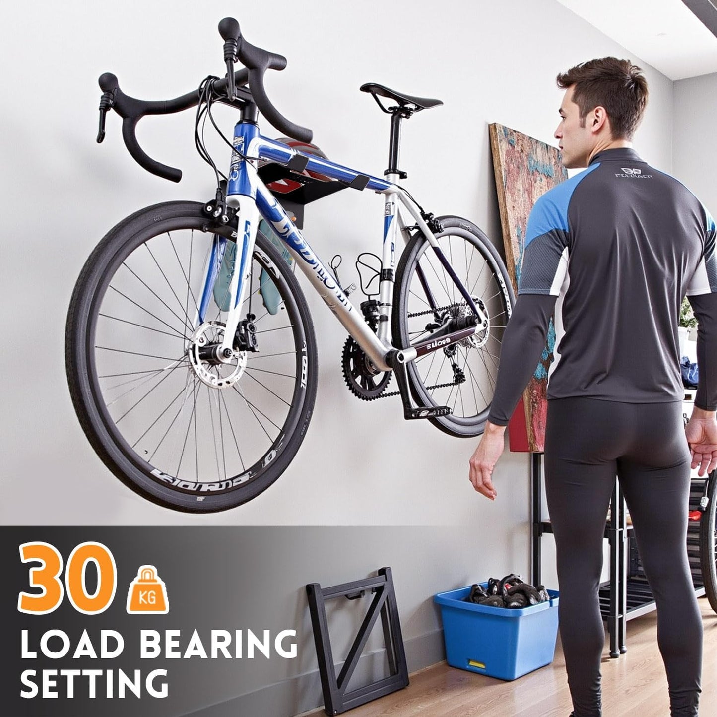 Bike Wall Mount With Shelf, Heavy-Duty Adjustable Bike Hanger, Multifunctional Wall Mount, Hold Up To 66lbs for Horizontal Storage of Road, Hybrid Bikes in Garage, Home, Apartment (Black)