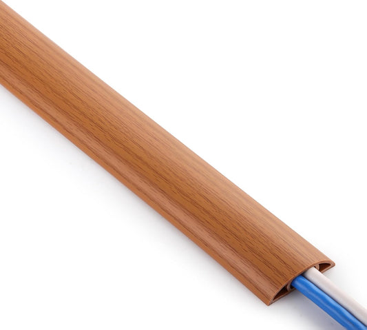 ZhiYo 5.6ft Cord Covers for Wires on Floor, Cord Hider Floor Hide Extension Cords, Soft PVC Cable Cover Cable Protector, Wire Cavity W0.62in H0.31in, Yellow Oak Wood