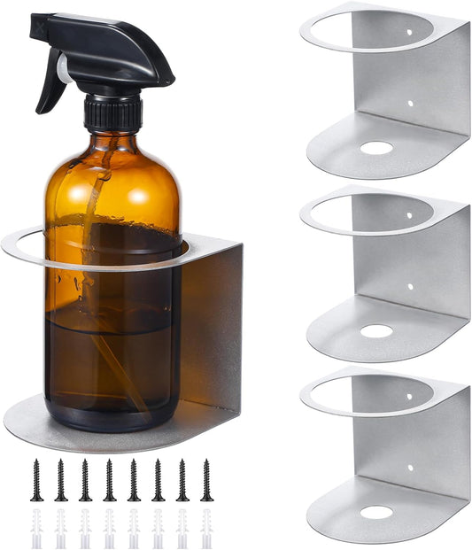 Gerrii 4 Pcs Spray Bottle Holder Wall Mount Bottle Organizer Spray Can Holder Organizer for Garage and Workspace Stainless Steel Easy Install Craft Workspace Paint Rack with Hardware (Gray)