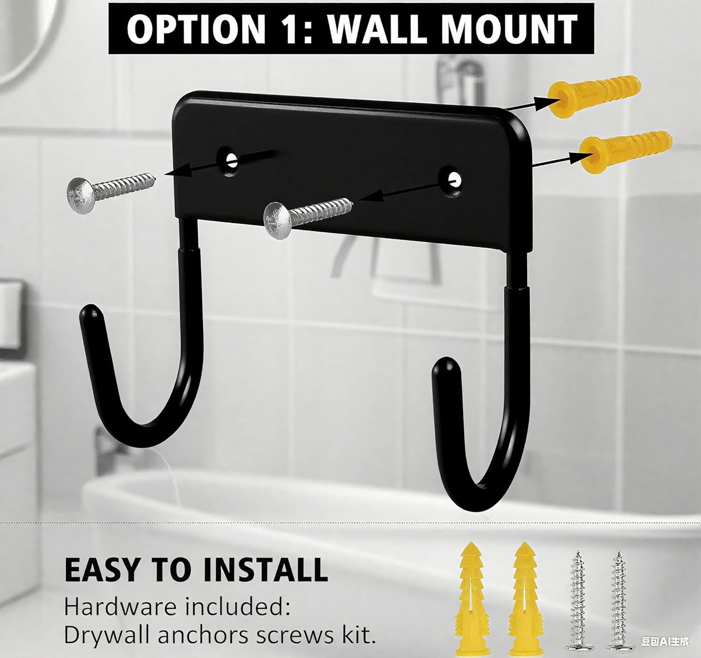Ironing Board Holder Wall Mount, 5-Inch Wall Mount Ironing Board Hanger, Metal Holder for Laundry Room, Space-Saving & Easy Install,Black