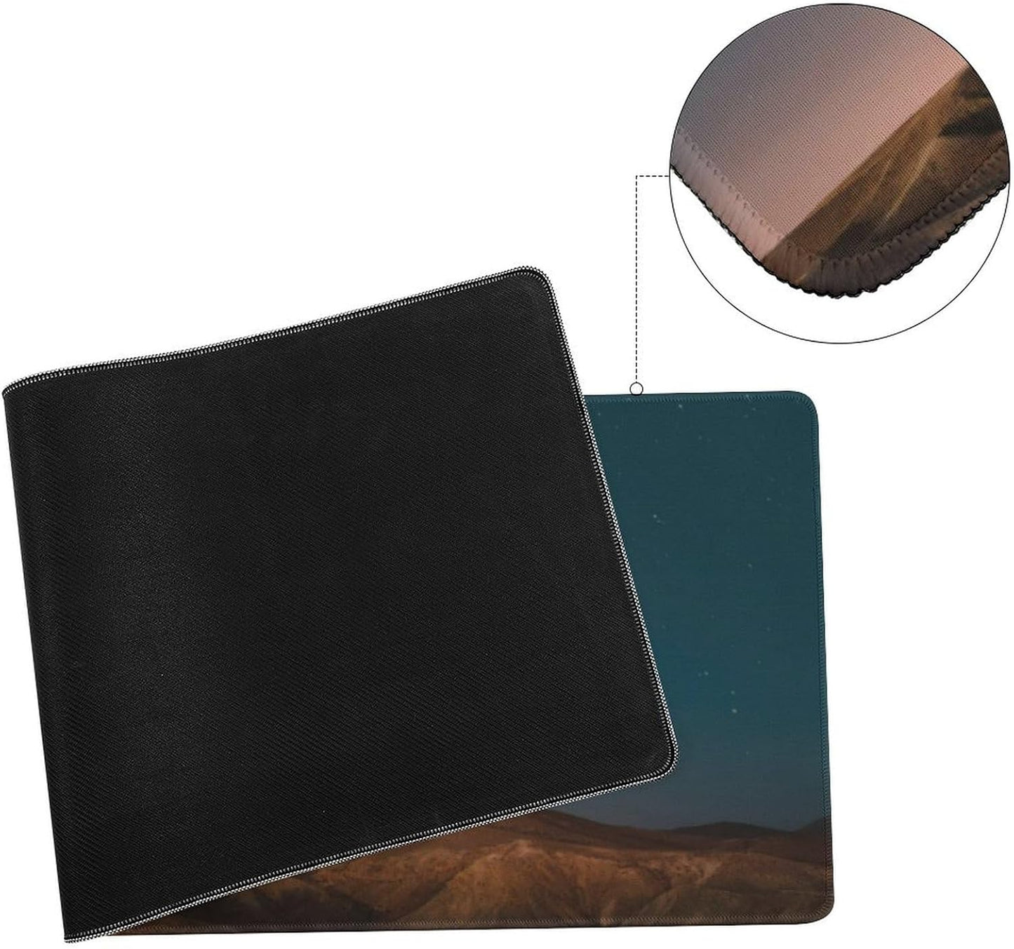 Dawn Moon Phase Large Mouse Pad, Mountains Gaming Desk Mat, XL Keyboard Desk Pad Mat for Desktop, 31.5"x11.8" Non-Slip Base Big Mousepad with Stitched Edges