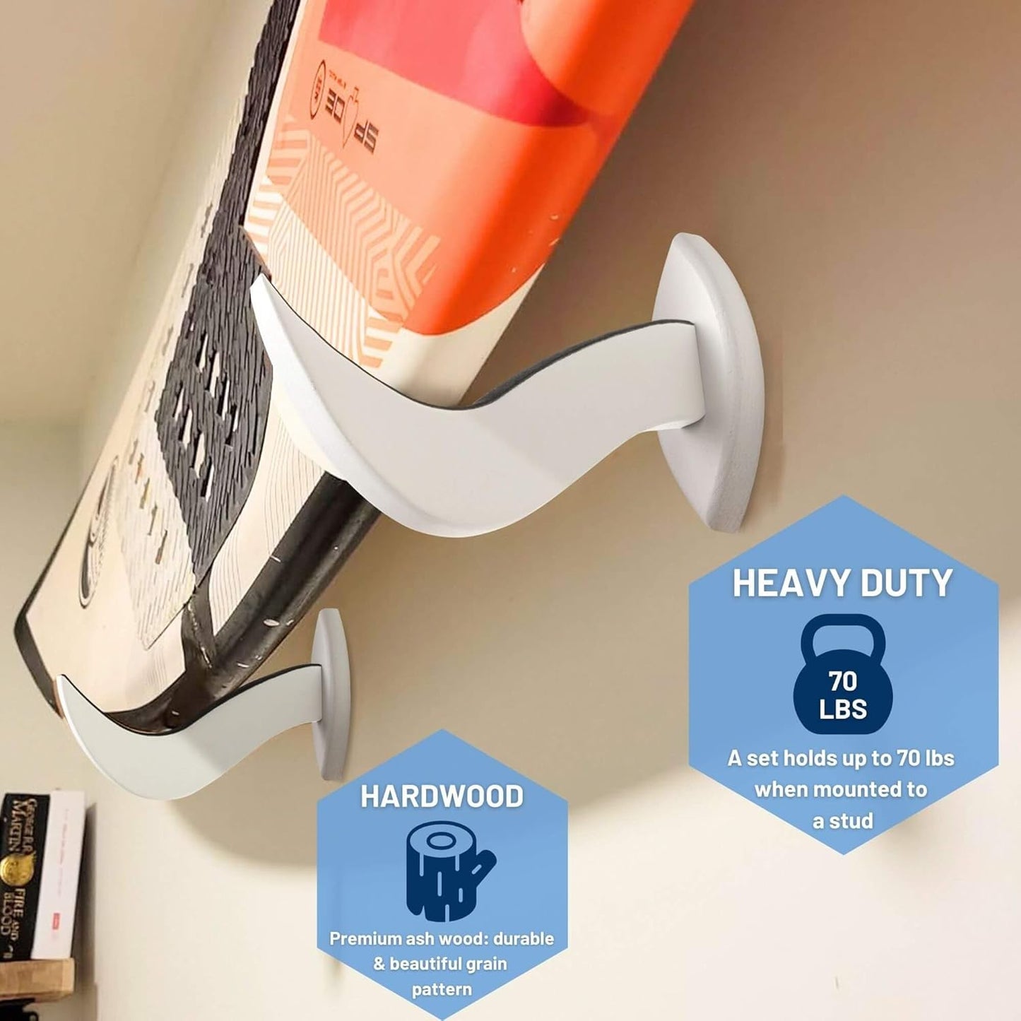 Hang 11 Surfboard Wall Mount - Surf Board Wall Hangers, Surfboard Mount, Beautiful Sustainable Wooden Rack, Perfect to Display Your Board, Surf Racks, Horizontal Hanger, Surfing Accessories