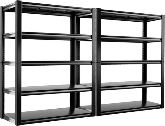 REIBII Storage Shelves Heavy Duty Garage Shelving 72" Adjustable Metal Shelves for Storage 5 Tier Garage Shelf for Kitchen Pantry Warehouse Basement, 2 Pack