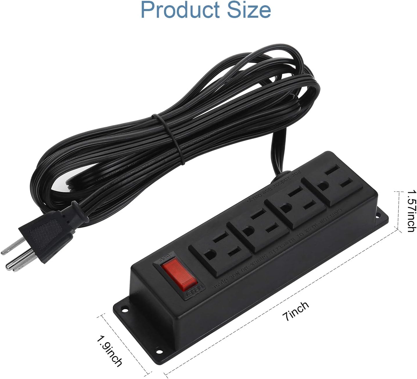 2Pack Wall Mount Power Outlet Strip, 4 Outlet Mountable Power Strip with Switch, Under Desk Power Strip Connect with 10ft Cord Mount Under Desk, Workbench, Nightstand, Dresser, Table.(Black)