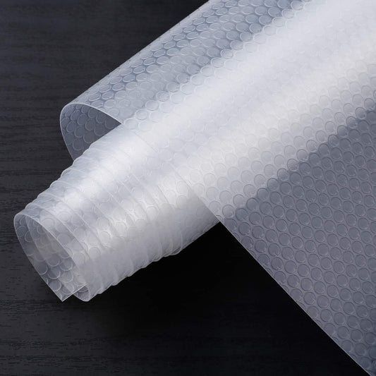 HooTown Shelf Liner Kitchen Cabinet Drawer Mats 23.6 Inch Wide x 6.5 Feet Long, Non Slip EVA Plastic Water Resistant Pad for Bathroom Drawers,Shoe Shelves, Under Sink, Clear