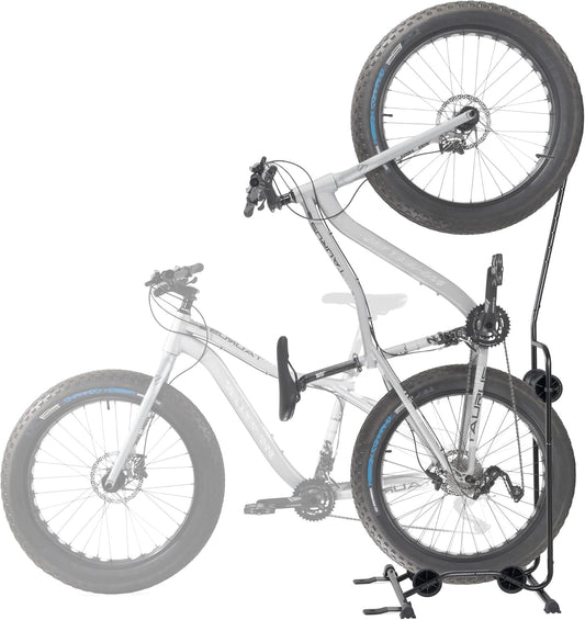 CyclingDeal Upright Bike Stand - Premium Quality Vertical & Horizontal Adjustable Bicycle Floor Parking Rack - for Storing MTB Road Bikes - up to 29” Wheel Size - for Fat Bike - 1 Bike