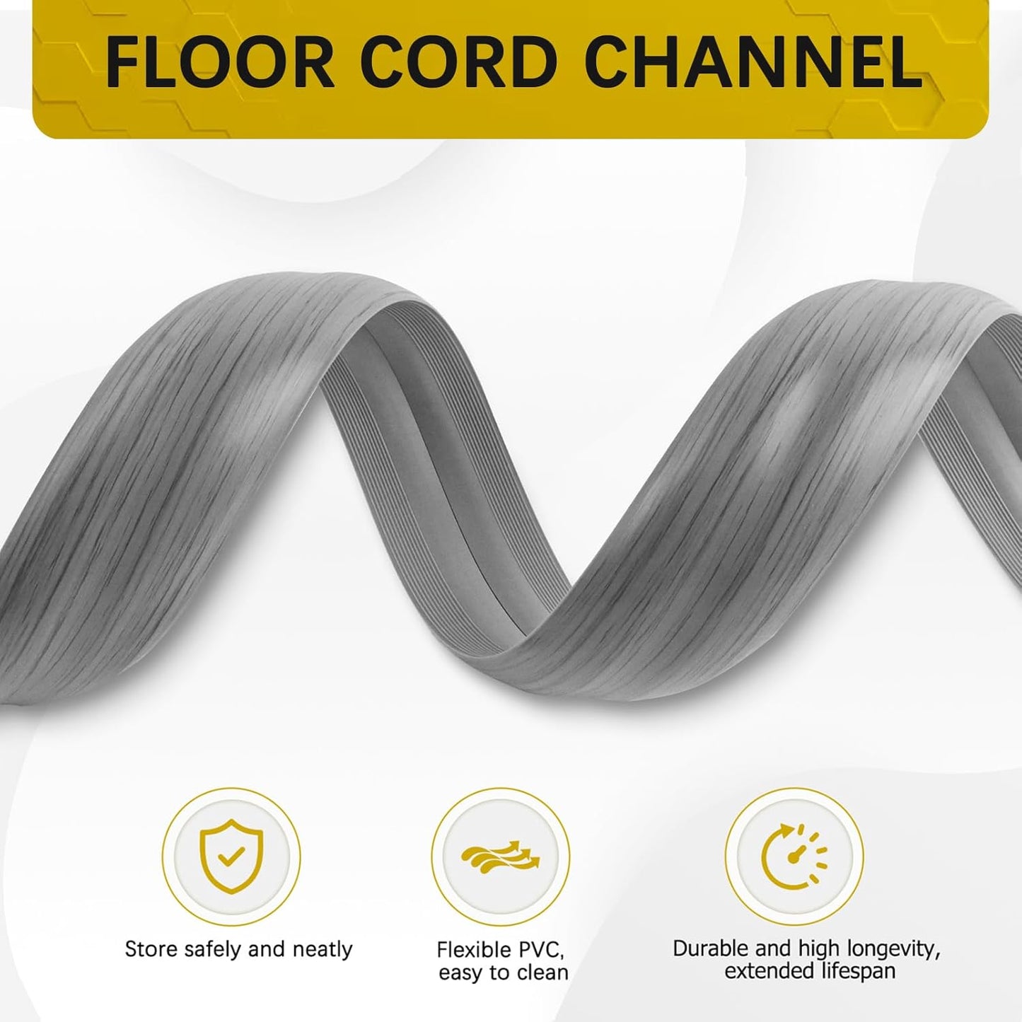 Floor Cord Cover 10FT Cord Covers for Wires on Floor Protect Wires & Prevent Trip Hazards, Easy to Cut for Home, Office, School, Concerts, Cavity W0.6in x H0.32in