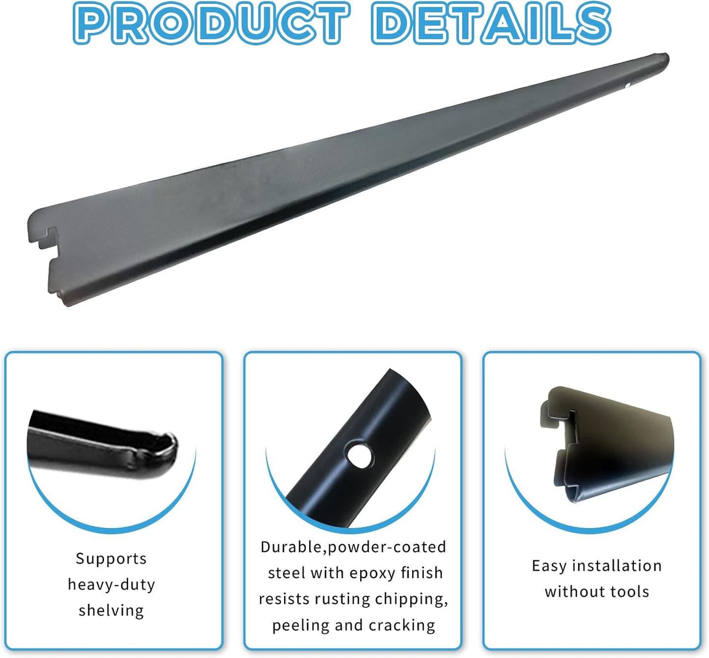 10 Pack 13‑Inch Adjustable Wire Shelf Brackets – Heavy‑Duty Double‑Track Closet & Wall Shelving System Supports（Black）
